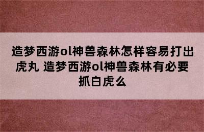 造梦西游ol神兽森林怎样容易打出虎丸 造梦西游ol神兽森林有必要抓白虎么